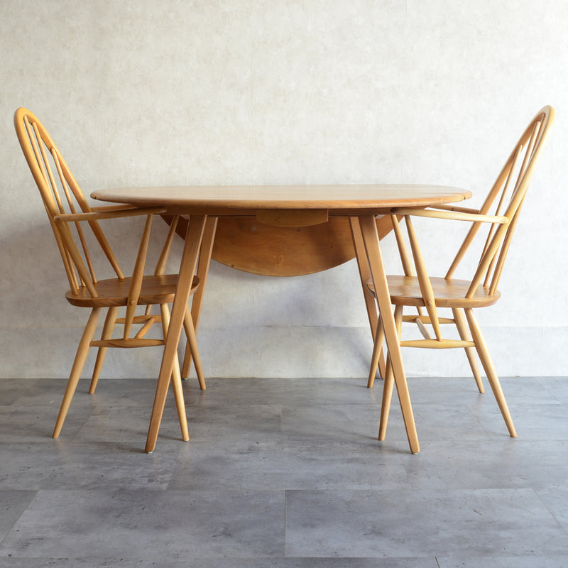 ERCOL アーコール ラウンド ドロップリーフテーブル 10（天板剥離再塗装済）