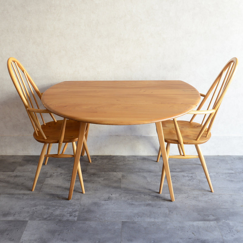 ERCOL アーコール ラウンド ドロップリーフテーブル 10（天板剥離再塗装済）