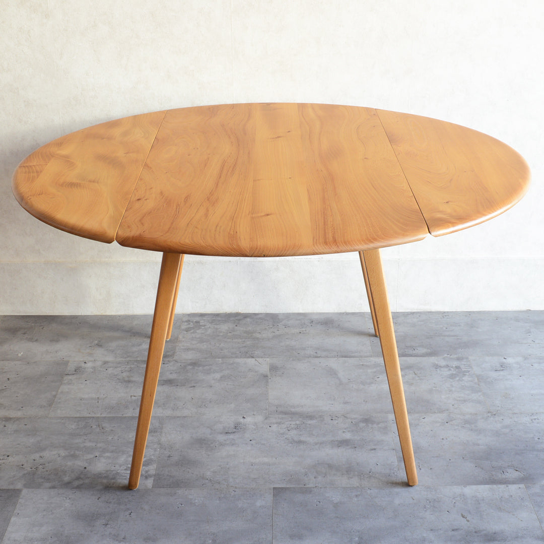 ERCOL アーコール ラウンド ドロップリーフテーブル 10（天板剥離再塗装済）