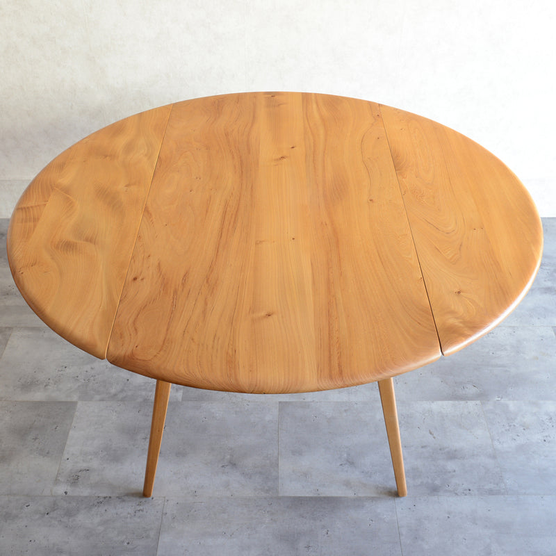 ERCOL アーコール ラウンド ドロップリーフテーブル 10（天板剥離再塗装済）