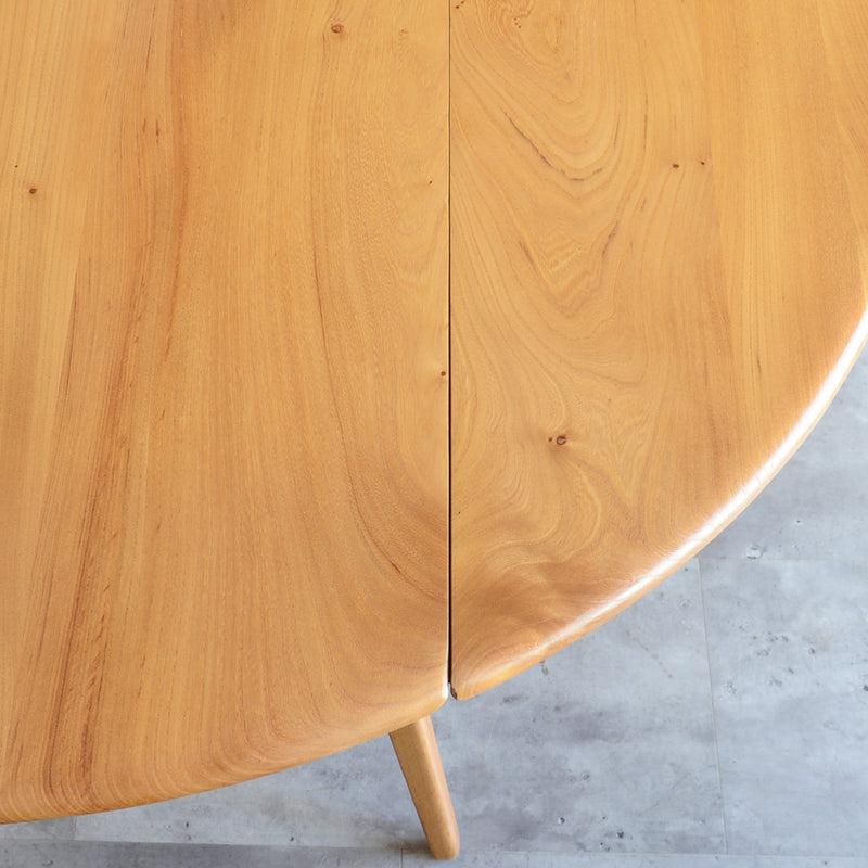 ERCOL アーコール ラウンド ドロップリーフテーブル 10（天板剥離再塗装済）