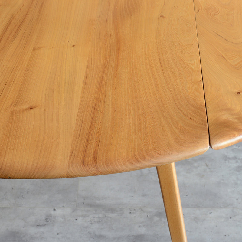 ERCOL アーコール ラウンド ドロップリーフテーブル 10（天板剥離再塗装済）