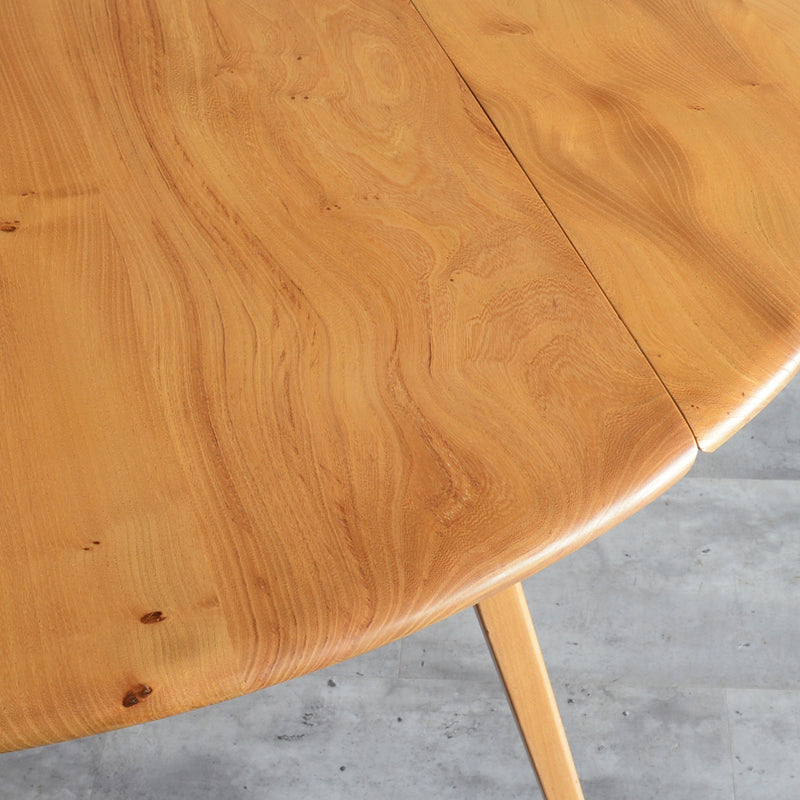 ERCOL アーコール ラウンド ドロップリーフテーブル 10（天板剥離再塗装済）