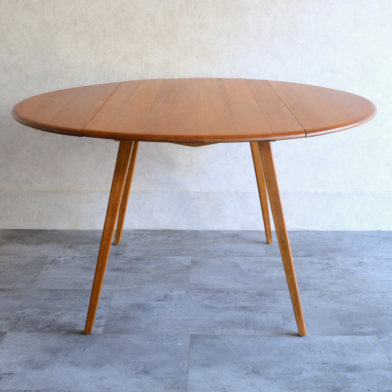 ERCOL アーコール ラウンド ドロップリーフテーブル 08（天板剥離再塗装済）