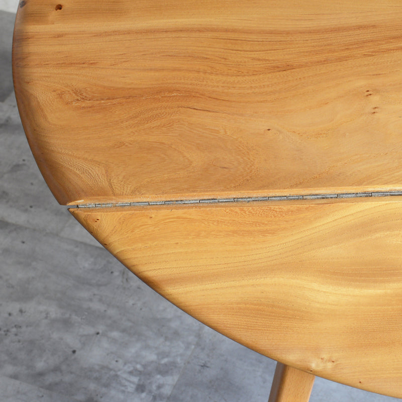 ERCOL アーコール ラウンド ドロップリーフテーブル 10（天板剥離再塗装済）