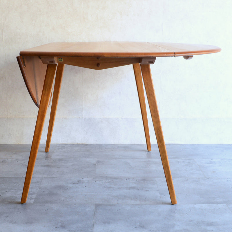 ERCOL アーコール ラウンド ドロップリーフテーブル 08（天板剥離再塗装済）