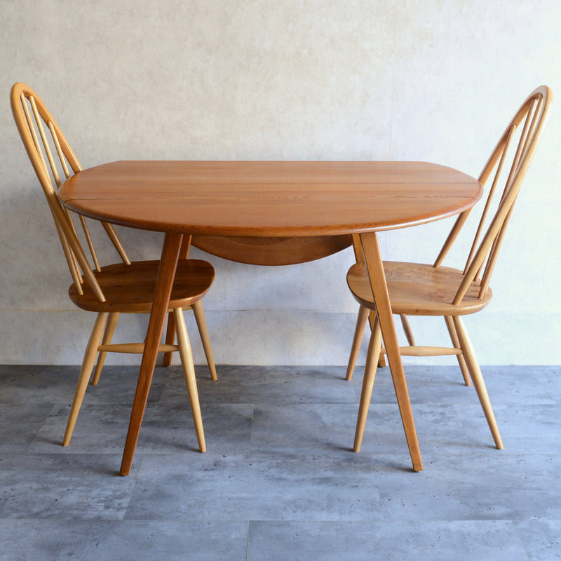 ERCOL アーコール ラウンド ドロップリーフテーブル 08（天板剥離再塗装済）