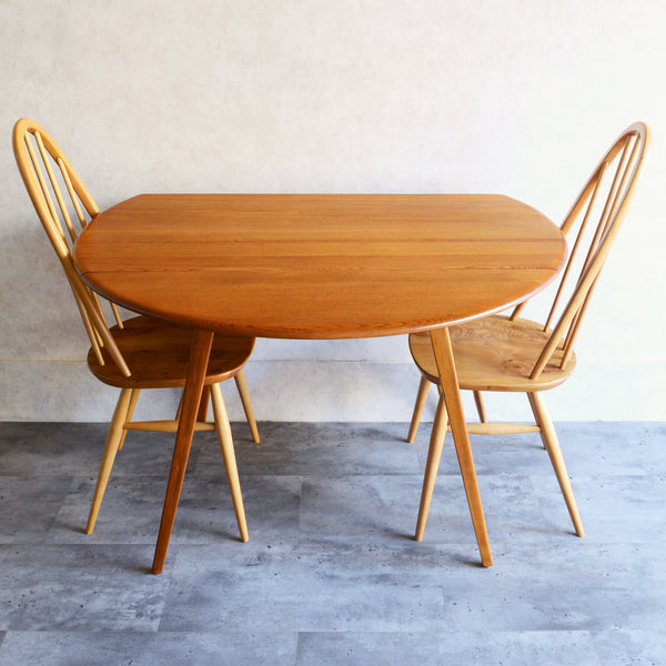 ERCOL アーコール ラウンド ドロップリーフテーブル 08（天板剥離再塗装済）