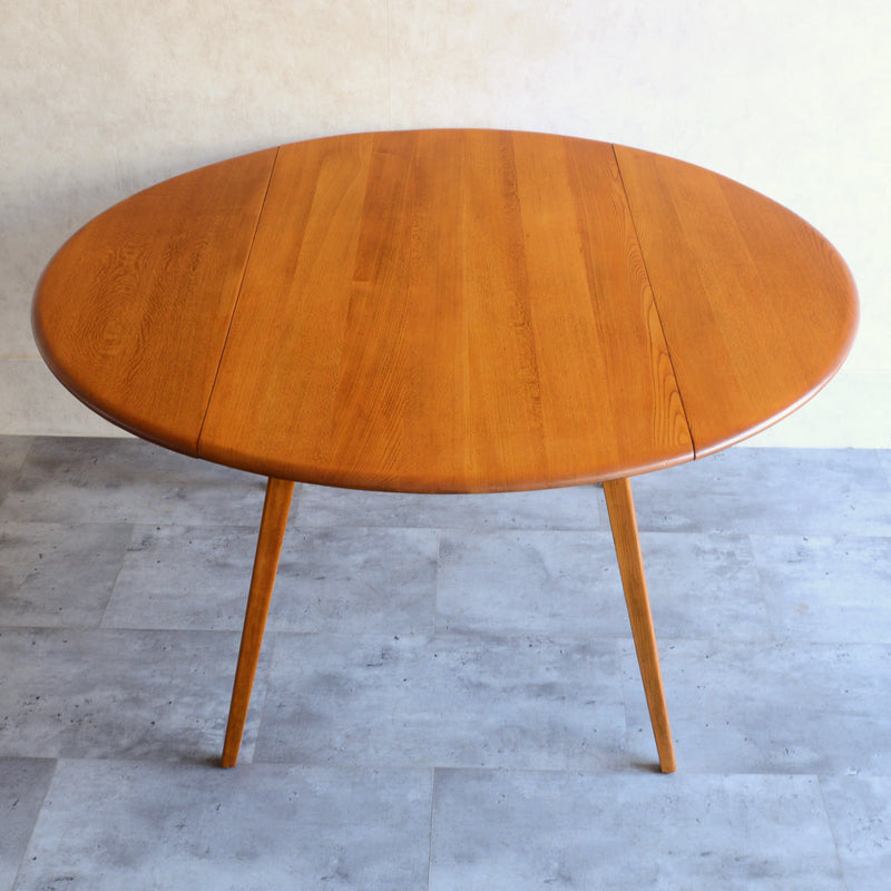 ERCOL アーコール ラウンド ドロップリーフテーブル 08（天板剥離再塗装済）