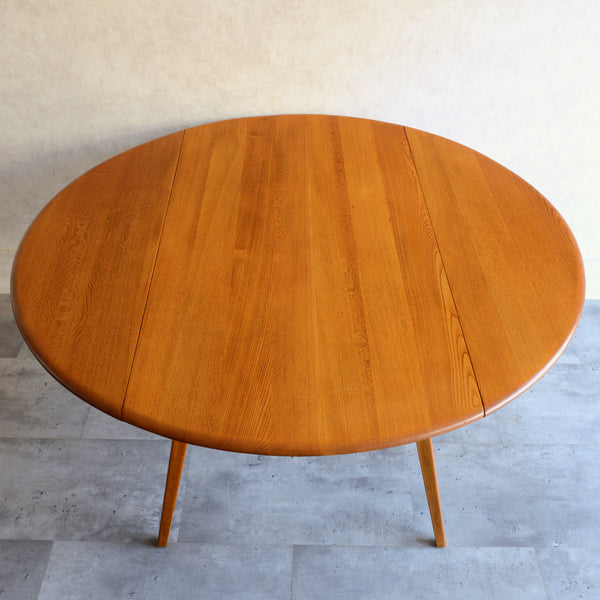 ERCOL アーコール ラウンド ドロップリーフテーブル 08（天板剥離再塗装済）