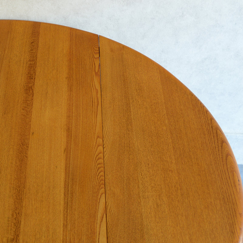 ERCOL アーコール ラウンド ドロップリーフテーブル 08（天板剥離再塗装済）