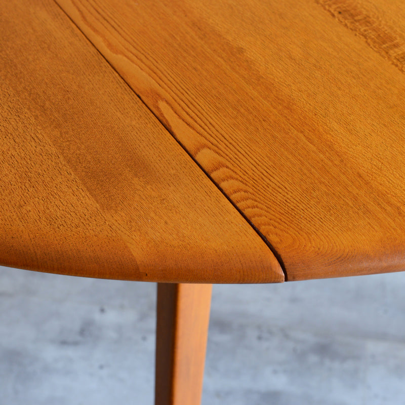 ERCOL アーコール ラウンド ドロップリーフテーブル 08（天板剥離再塗装済）
