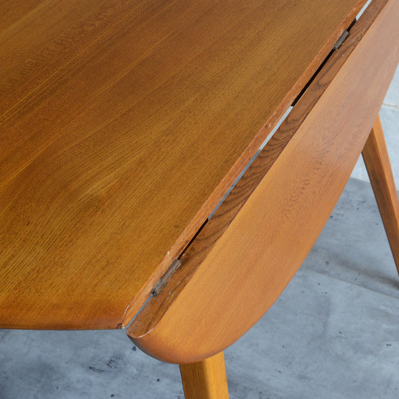 ERCOL アーコール ラウンド ドロップリーフテーブル 08（天板剥離再塗装済）