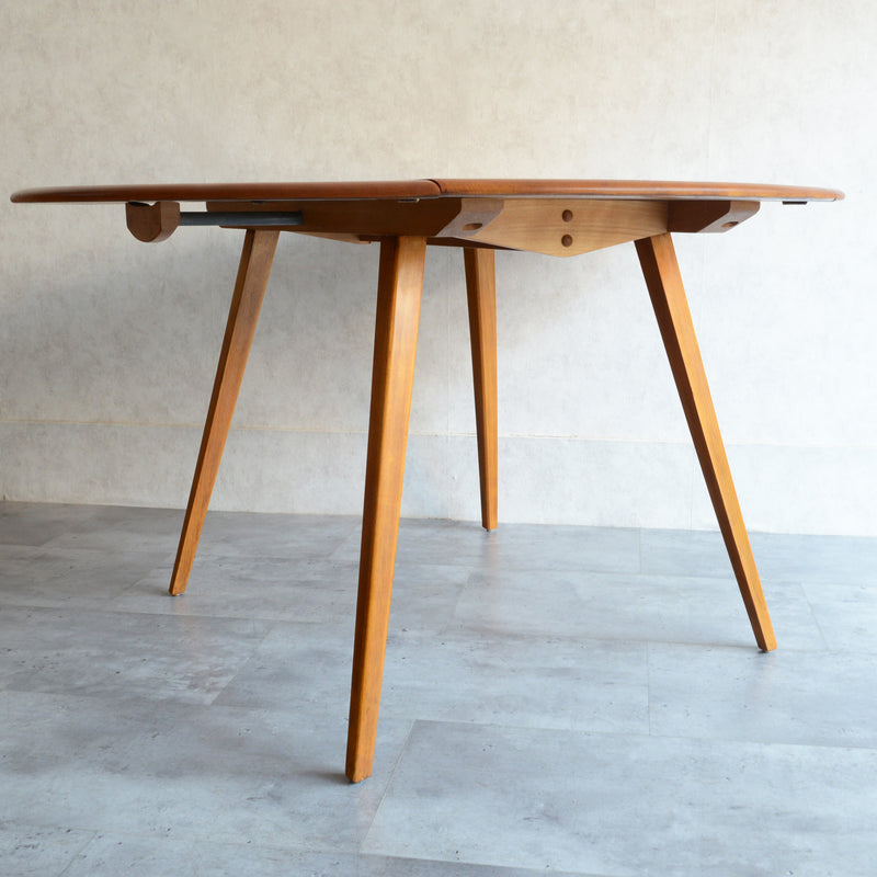 ERCOL アーコール ラウンド ドロップリーフテーブル 08（天板剥離再塗装済）