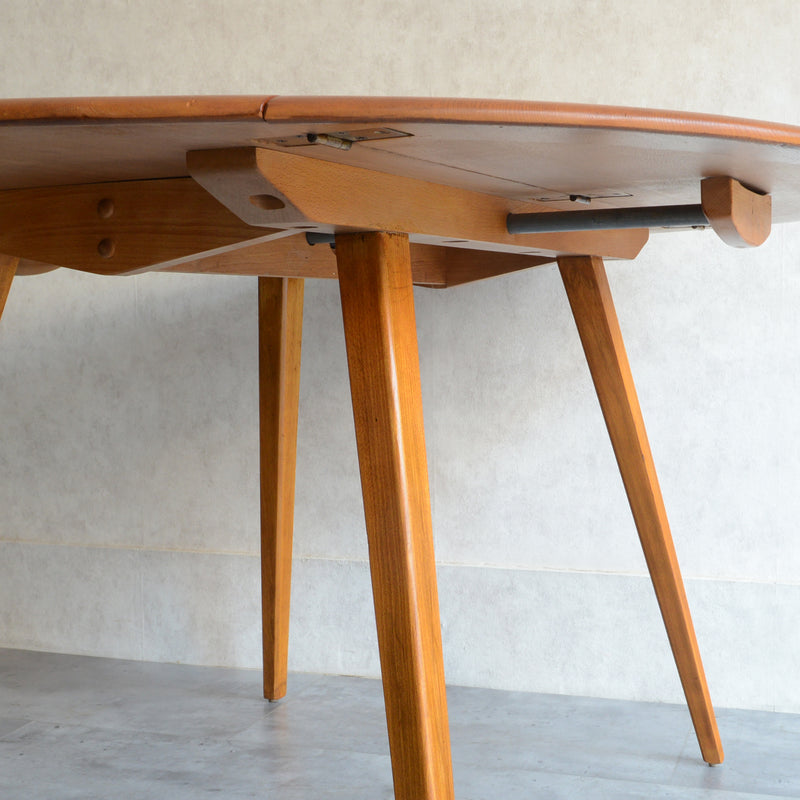 ERCOL アーコール ラウンド ドロップリーフテーブル 08（天板剥離再塗装済）