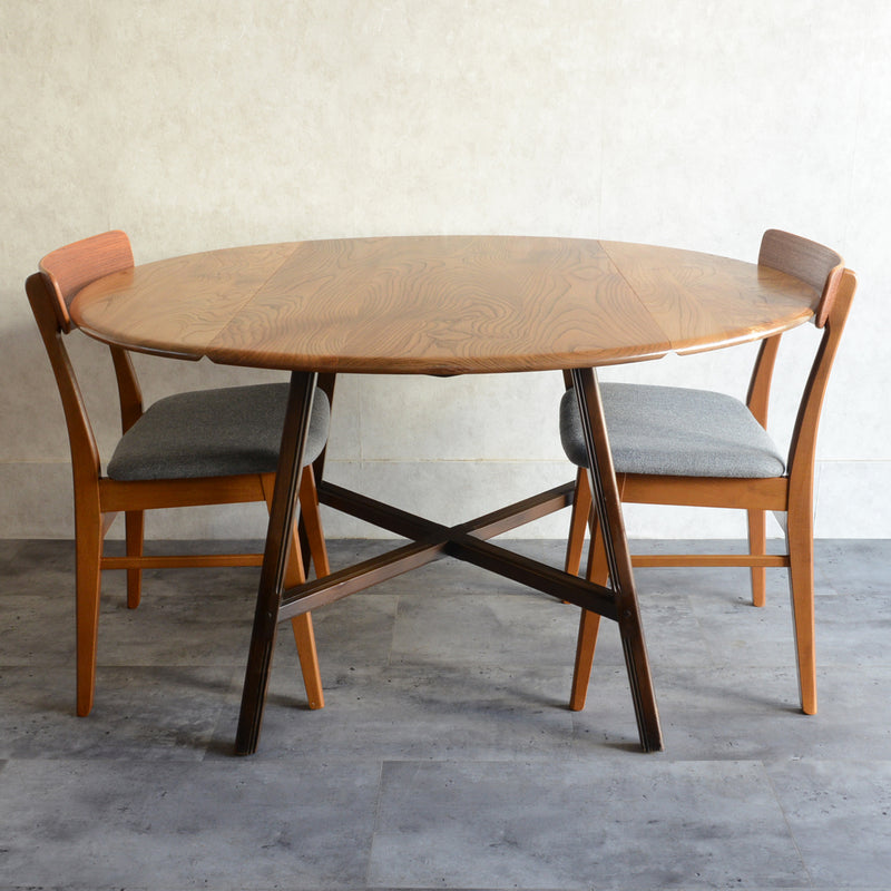 ERCOL アーコール ラウンドドロップリーフテーブル08バイカラー（天板剥離再塗装済）