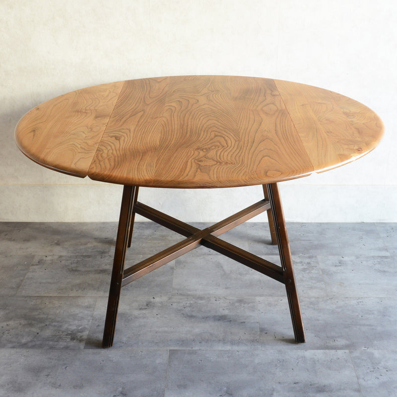 ERCOL アーコール ラウンドドロップリーフテーブル08バイカラー（天板剥離再塗装済）