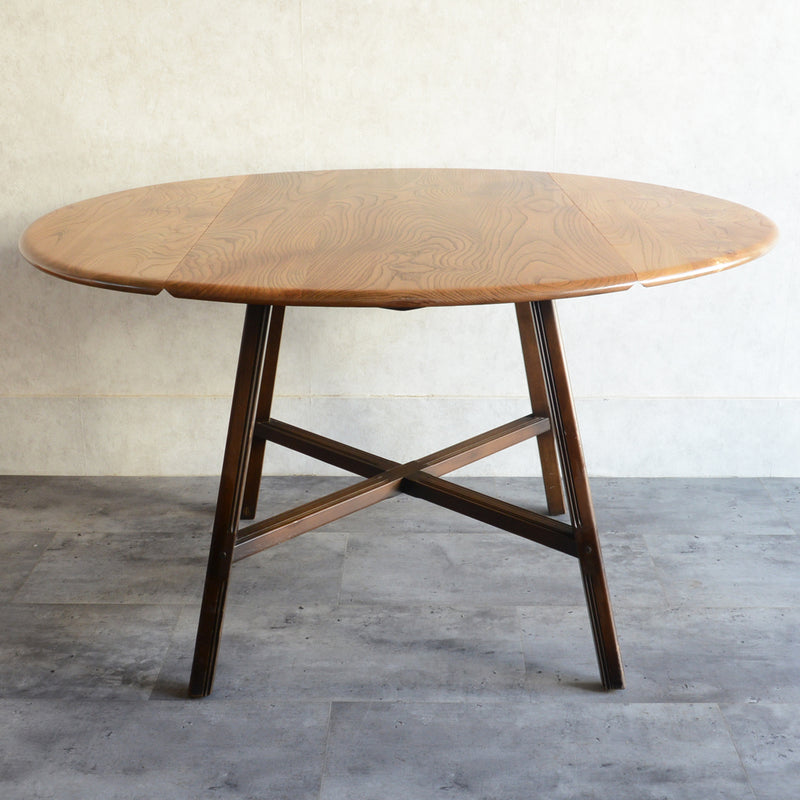 ERCOL アーコール ラウンドドロップリーフテーブル08バイカラー（天板剥離再塗装済）