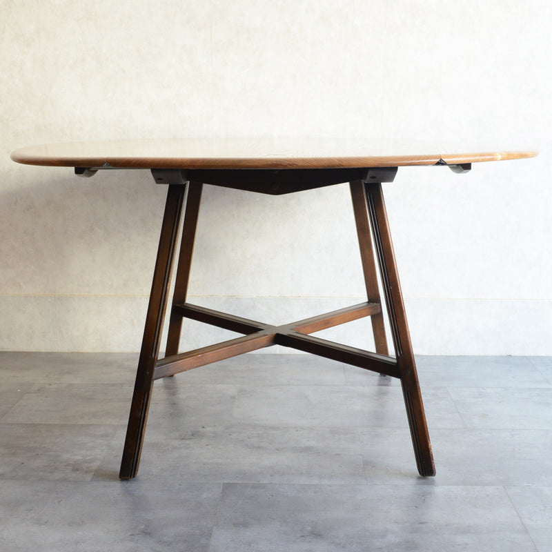 ERCOL アーコール ラウンドドロップリーフテーブル08バイカラー（天板剥離再塗装済）