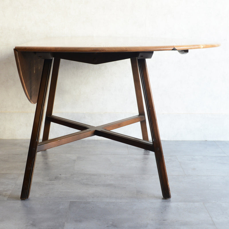 ERCOL アーコール ラウンドドロップリーフテーブル08バイカラー（天板剥離再塗装済）