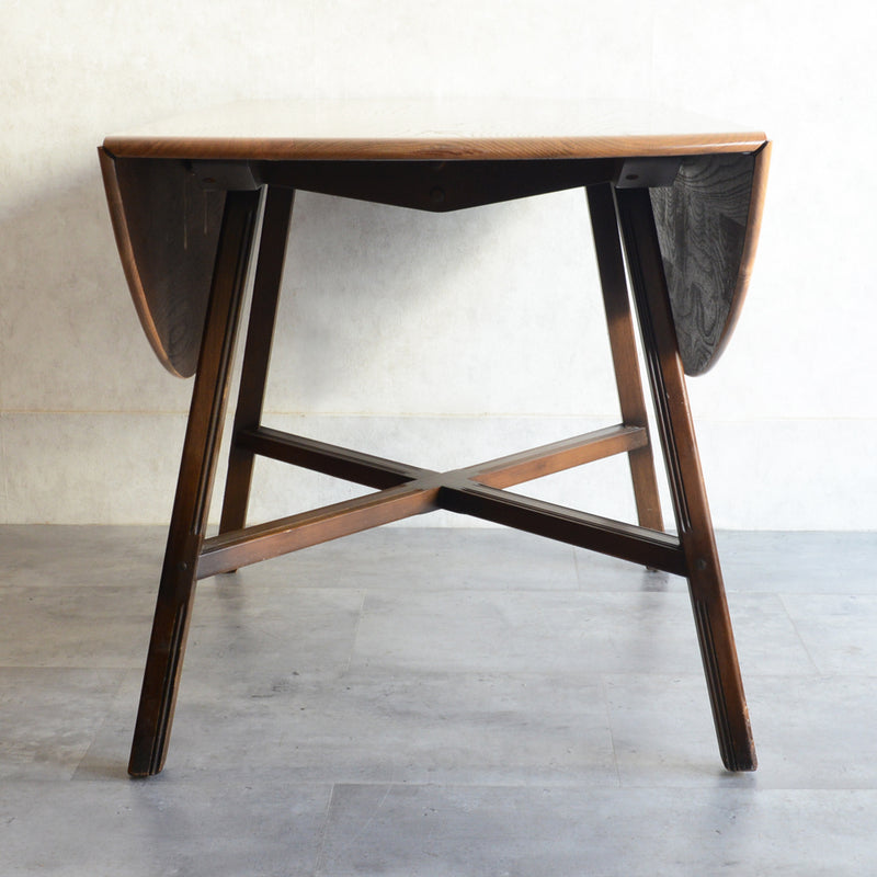 ERCOL アーコール ラウンドドロップリーフテーブル08バイカラー（天板剥離再塗装済）