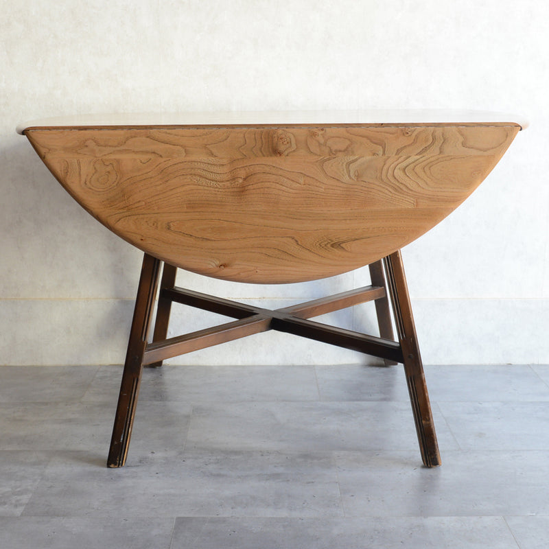 ERCOL アーコール ラウンドドロップリーフテーブル08バイカラー（天板剥離再塗装済）