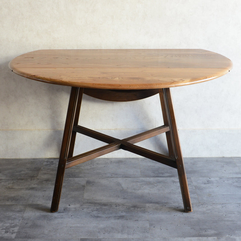 ERCOL アーコール ラウンドドロップリーフテーブル08バイカラー（天板剥離再塗装済）