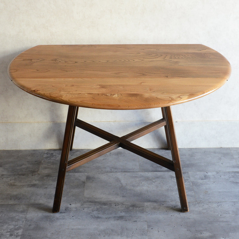 ERCOL アーコール ラウンドドロップリーフテーブル08バイカラー（天板剥離再塗装済）