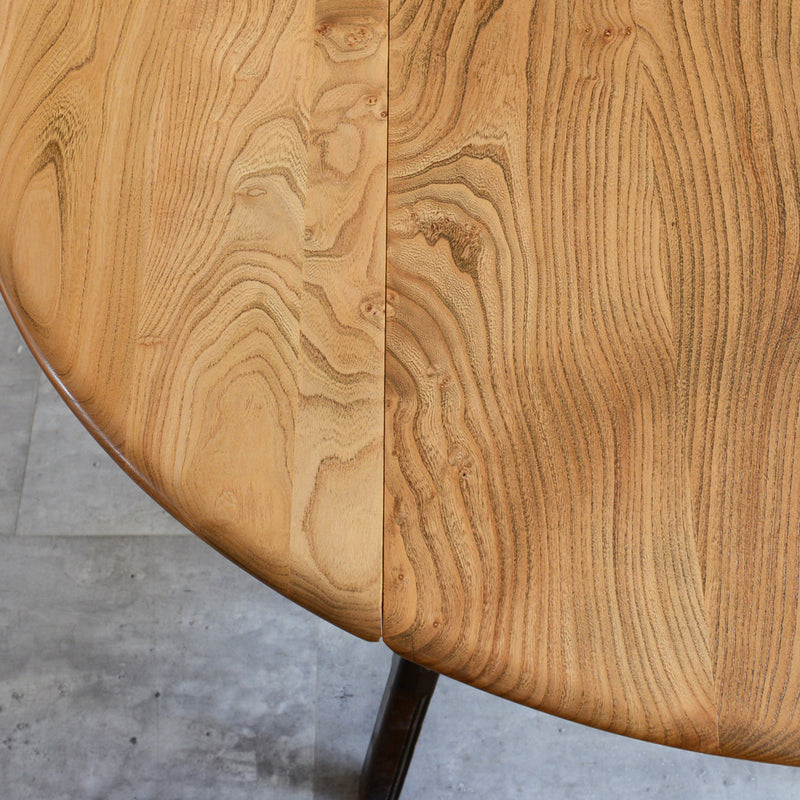 ERCOL アーコール ラウンドドロップリーフテーブル08バイカラー（天板剥離再塗装済）