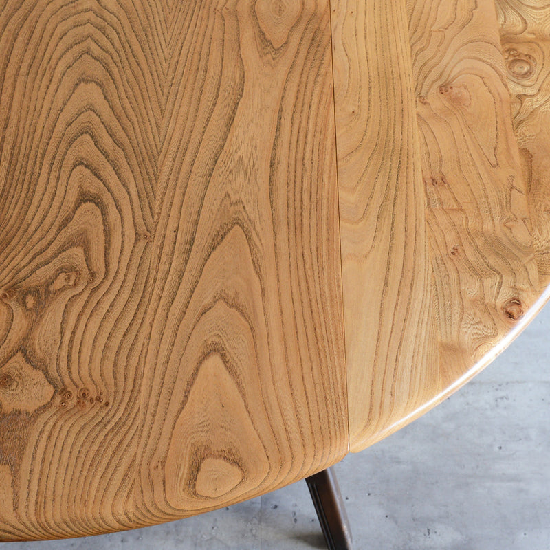 ERCOL アーコール ラウンドドロップリーフテーブル08バイカラー（天板剥離再塗装済）