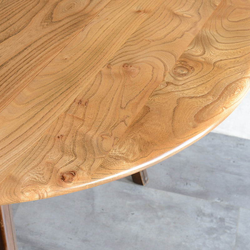 ERCOL アーコール ラウンドドロップリーフテーブル08バイカラー（天板剥離再塗装済）