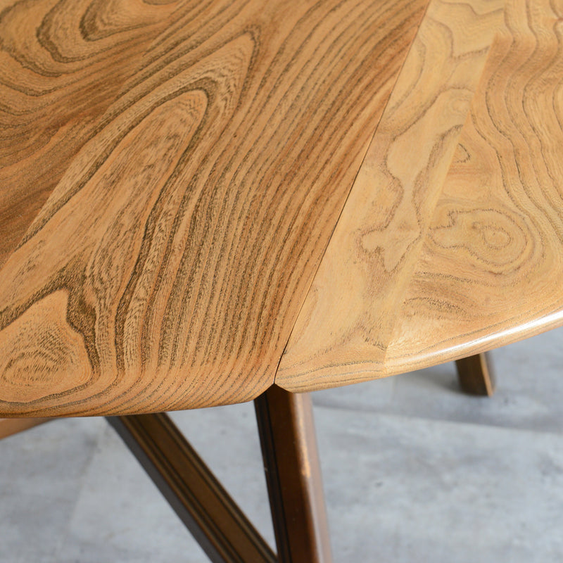 ERCOL アーコール ラウンドドロップリーフテーブル08バイカラー（天板剥離再塗装済）