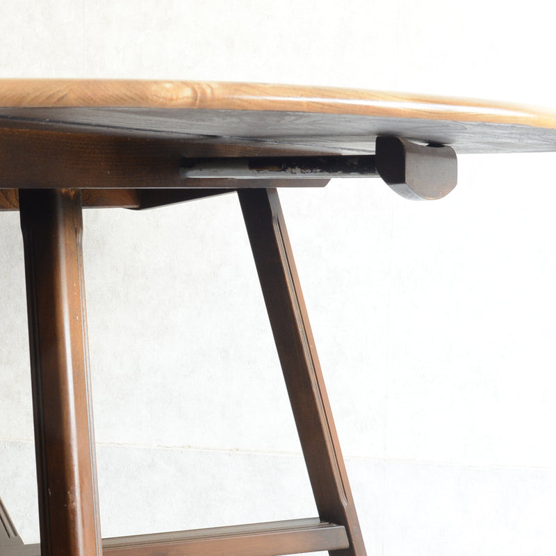 ERCOL アーコール ラウンドドロップリーフテーブル08バイカラー（天板剥離再塗装済）