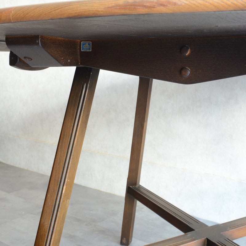 ERCOL アーコール ラウンドドロップリーフテーブル08バイカラー（天板剥離再塗装済）