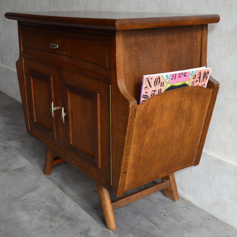 マガジンラック付 オークキャビネット