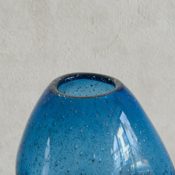 ヴィンテージ ガラス フラワーベース01(ブルー）