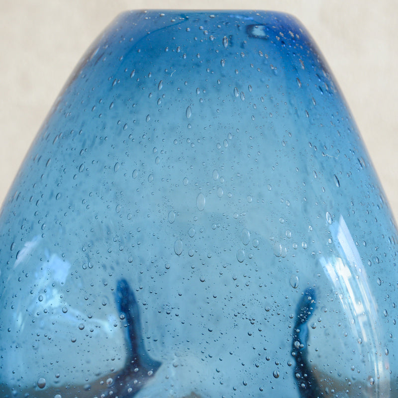 ヴィンテージ ガラス フラワーベース01(ブルー）