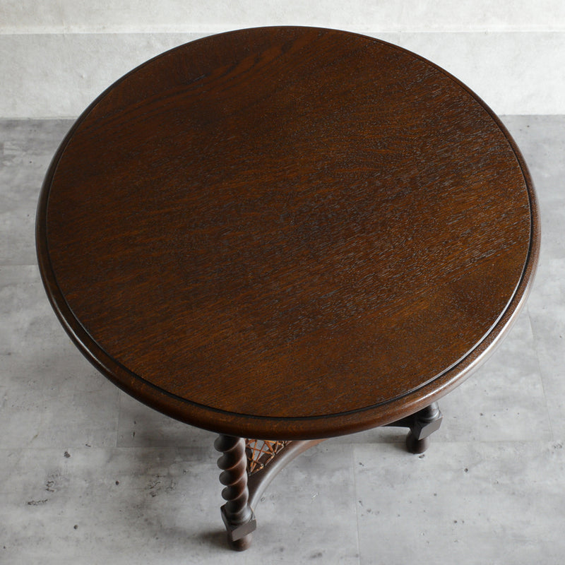 クラシックサイドテーブル　ラタン棚付03