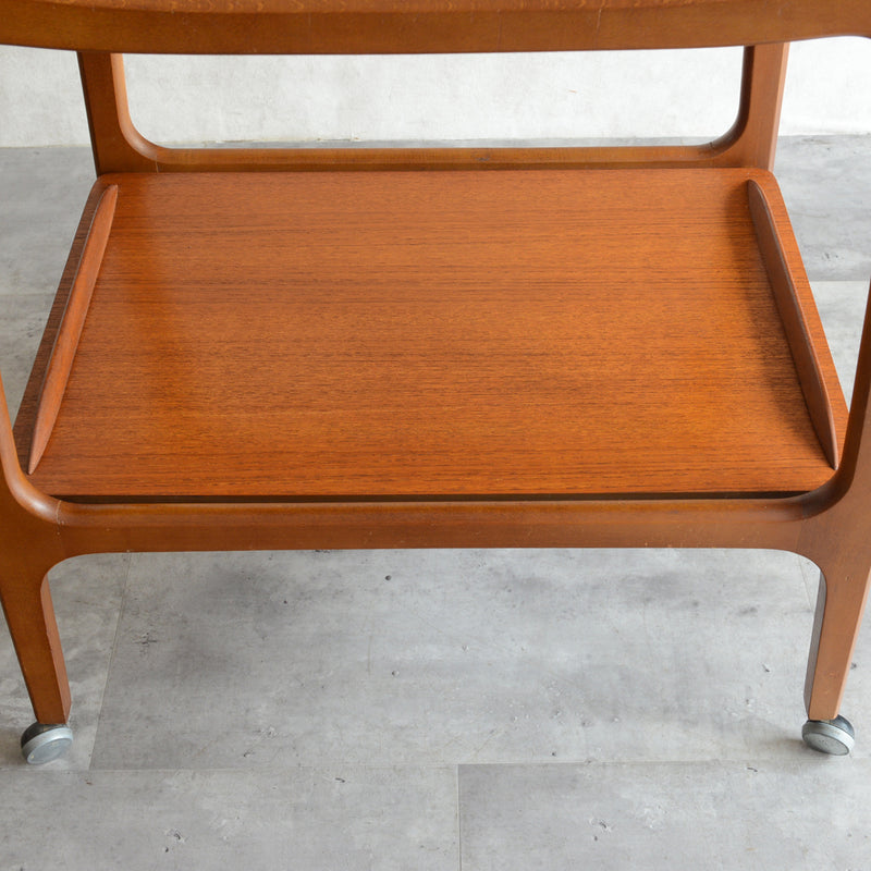 60Sヴィンテージ チークワゴン/サイドテーブル(天板剝離再塗装済）