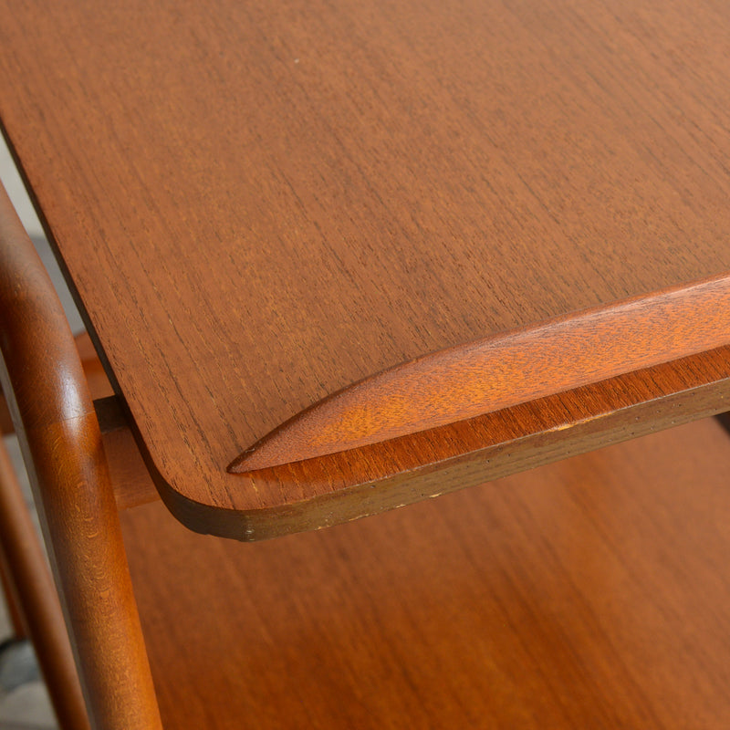 60Sヴィンテージ チークワゴン/サイドテーブル(天板剝離再塗装済）