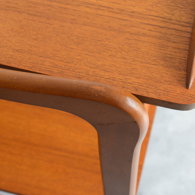 60Sヴィンテージ チークワゴン/サイドテーブル(天板剝離再塗装済）