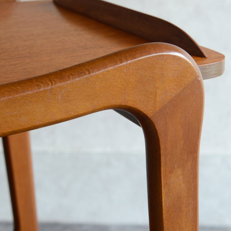 60Sヴィンテージ チークワゴン/サイドテーブル(天板剝離再塗装済）