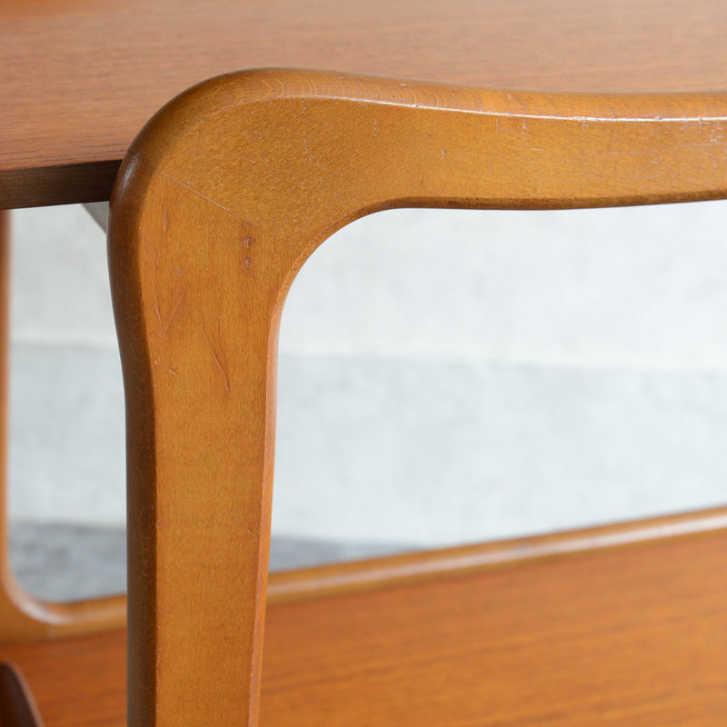 60Sヴィンテージ チークワゴン/サイドテーブル(天板剝離再塗装済）