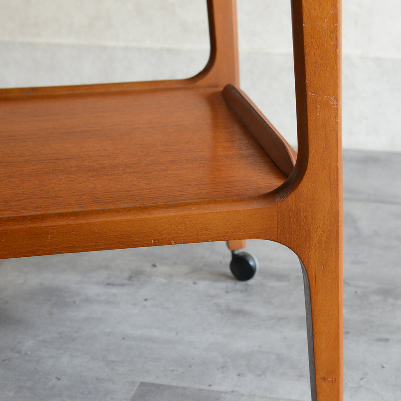 60Sヴィンテージ チークワゴン/サイドテーブル(天板剝離再塗装済）