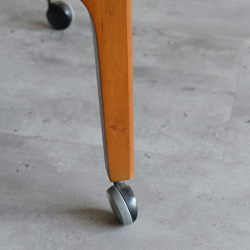 60Sヴィンテージ チークワゴン/サイドテーブル(天板剝離再塗装済）