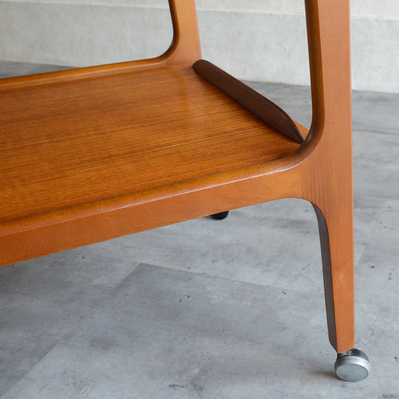 60Sヴィンテージ チークワゴン/サイドテーブル(天板剝離再塗装済）