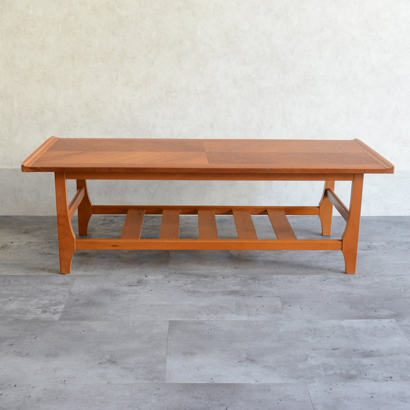 60Ｓチーク ローテーブル05(棚付）