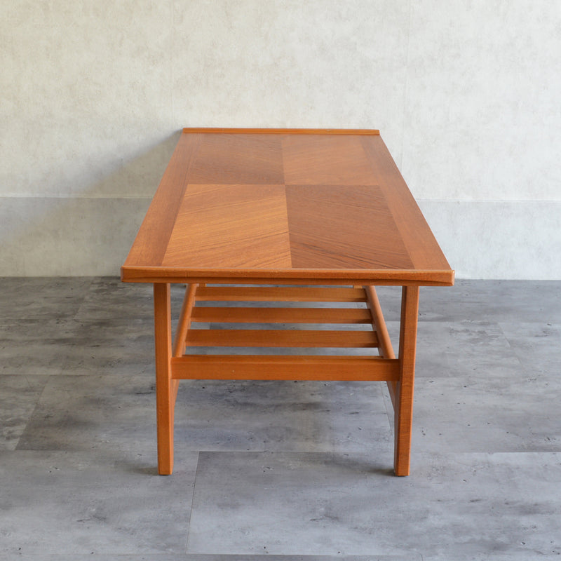 60Ｓチーク ローテーブル05(棚付）