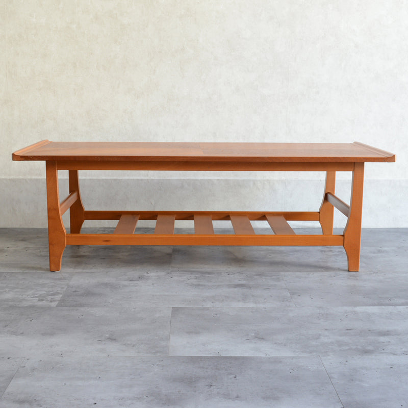 60Ｓチーク ローテーブル05(棚付）