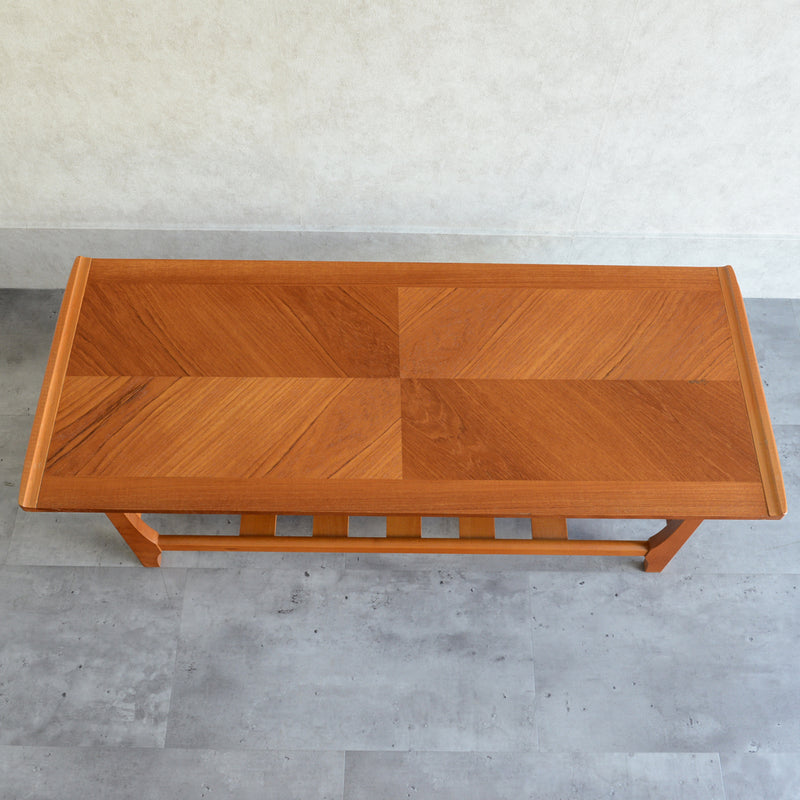 60Ｓチーク ローテーブル05(棚付）